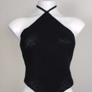 Justify Elegant Black crochet Halter Top